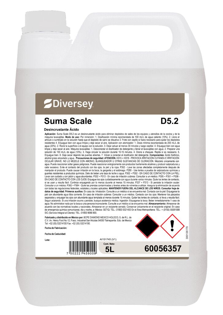 SUMA SCALE D5.2 4x5L - Desincrustante Ácido